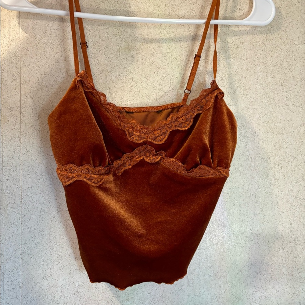 Burnt orange velvet crop top